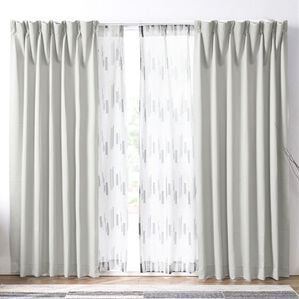 iellio（イエリオ）の「お買得カーテンセット（柄レース）＜４枚組・洗える・３級遮光・新生活・一人暮らし・引っ越し・模様替え・リーフ柄・ミモザ柄＞（ドレープカーテン）」｜アイスグレー(幾何学柄レース)