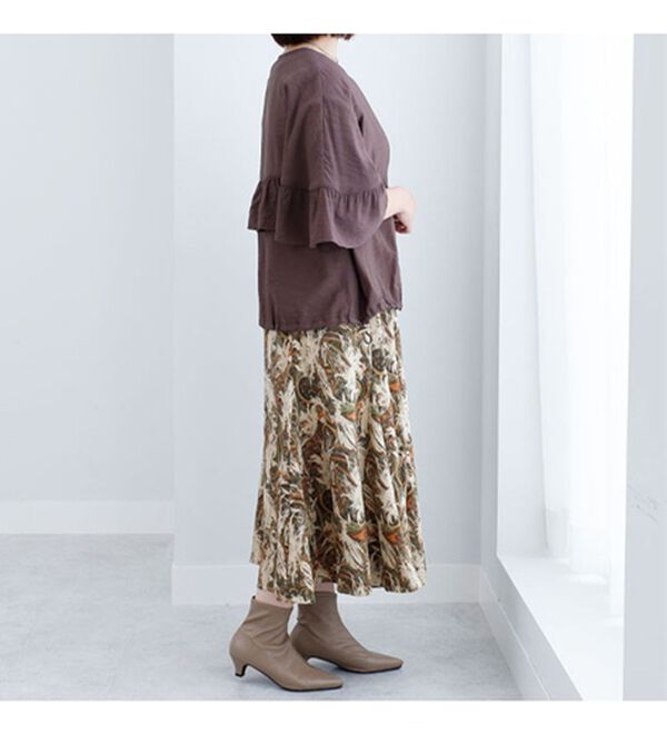 BELLUNA（ベルーナ）の「ビンテージ素材袖フリル使いシアーブルゾン（ブルゾン）」｜詳細画像