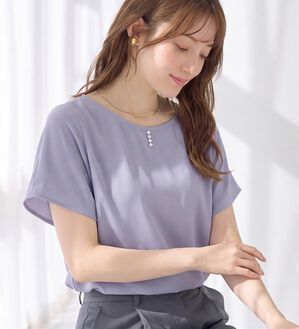 alotta（アロッタ）の「【接触冷感】パール調ボタンデザインブラウス（ブラウス）」｜詳細画像