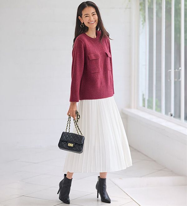 BELLUNA（ベルーナ）の「ポケット付ゆったりショートセーター（ニット・セーター）」｜詳細画像