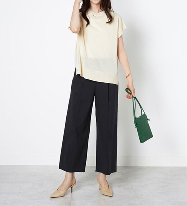 BELLUNA（ベルーナ）の「麻入りストレッチタックワイドパンツ（ワイドパンツ・ガウチョ）」｜詳細画像