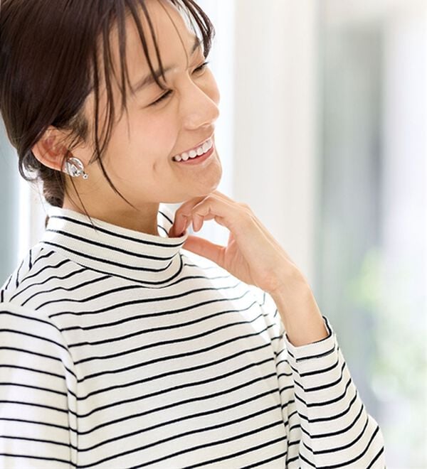 BELLUNA（ベルーナ）の「綿混リブハイネックプルオーバー（カットソー）」｜詳細画像