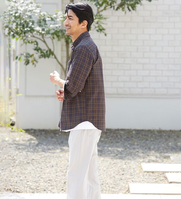 「＜アーノルド　パーマー＞シアサッカーデザインシャツ（長袖・７分袖）（メンズシャツ）」｜詳細画像