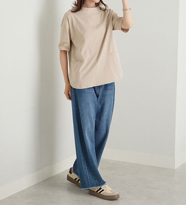 BELLUNA（ベルーナ）の「抗菌防臭綿１００％切替デザインプルオーバー（カットソー）」｜詳細画像