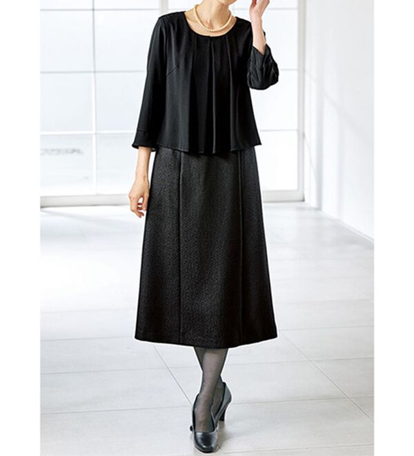 BELLUNA（ベルーナ）の「北陸幾何柄ジャカードワンピースアンサンブル（ブラックフォーマル（喪服・礼服））」｜詳細画像