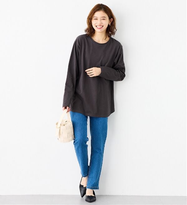 Viola e Viola（ヴィオラ エ ヴィオラ）の「【吸湿発熱】あったか綿１００％チュニックTシャツ（チュニック）」｜詳細画像