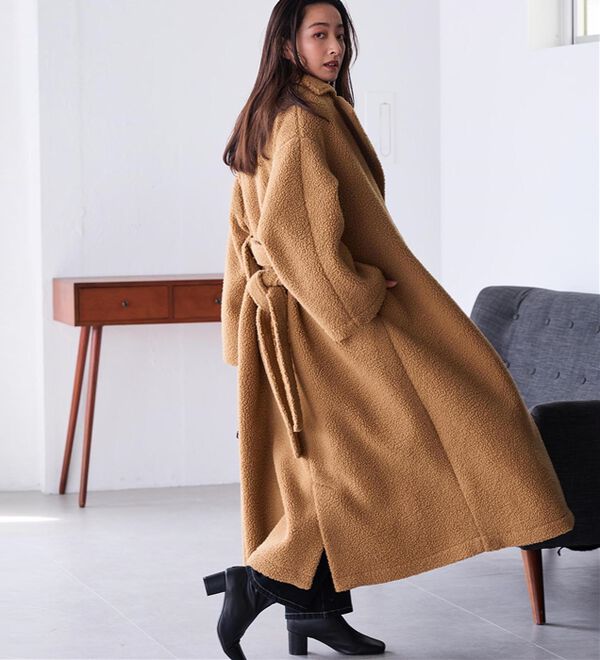 新品タグ付き】Lian ボアパイピングロングコート ムートン つらい 2way