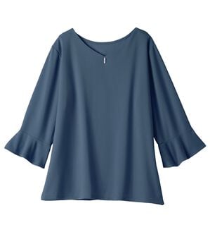 alotta（アロッタ）の「パール調ボタンフレアー袖ブラウスＴシャツ（ブラウス）」｜スモーキーブルー