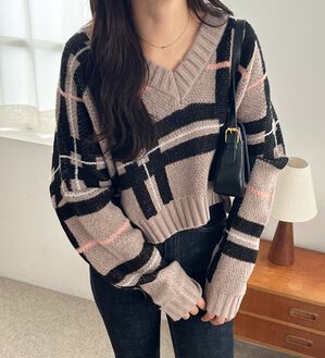 GeeRA（ジーラ）の「チェック柄ニットプルオーバー（ニット・セーター）」｜詳細画像