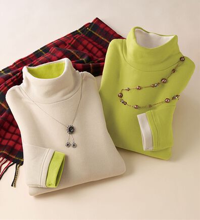 「【２枚組】おしゃれな配色あったか裏起毛プルオーバー（カットソー）」