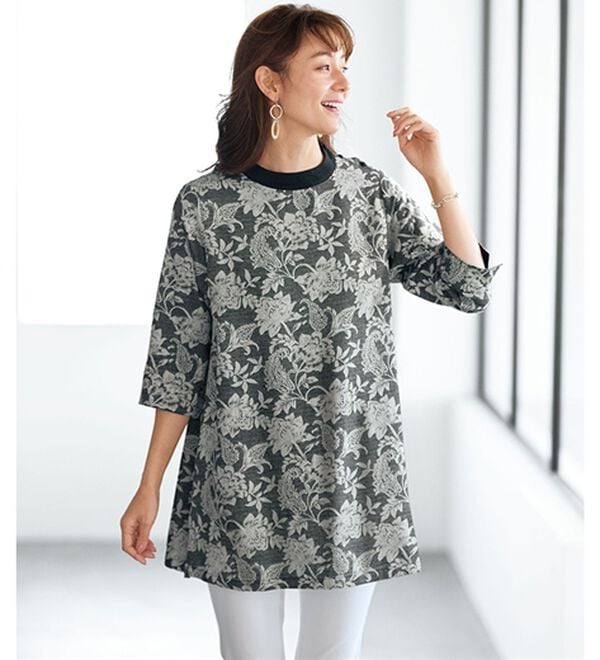 夏空に映える花柄ジャカードチュニック - ベルーナ【公式】