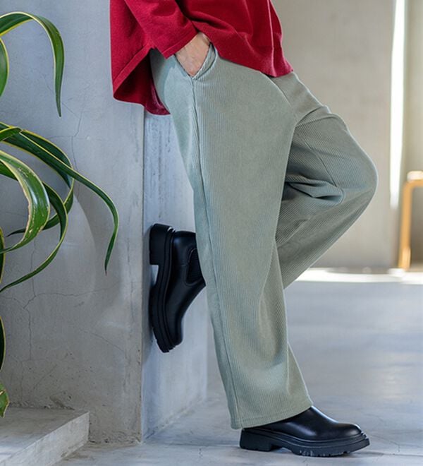 BELLUNA（ベルーナ）の「なめらか裏ベロアコーデュロイワイドパンツ（ワイドパンツ・ガウチョ）」｜詳細画像