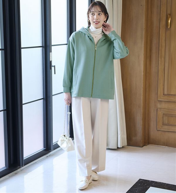 BELLUNA（ベルーナ）の「【快適Ｌａｂ．】とろみ素材裾タックパーカー（パーカー）」｜詳細画像