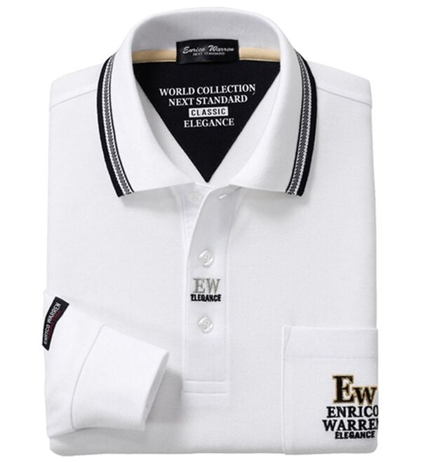 「新デザイン長袖ブランドポロシャツ（メンズポロシャツ）」｜ホワイト