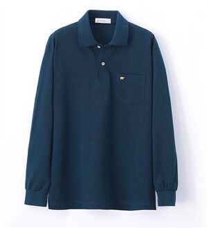 「＜ゴールデンベア＞上質国産ポロシャツ（長袖）（メンズポロシャツ）」｜ライトネイビー