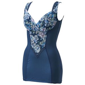 LAVIENNE（ラヴィエンヌ）の「ときめくフラワーレースボディシェイパー（ボディスーツ・シェイパー）」｜ネイビー