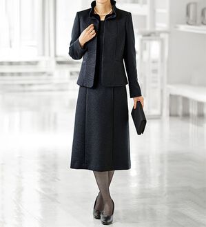BELLUNA（ベルーナ）の「北陸ボーダージャカード素材ワンピースアンサンブル（ブラックフォーマル（喪服・礼服））」｜詳細画像