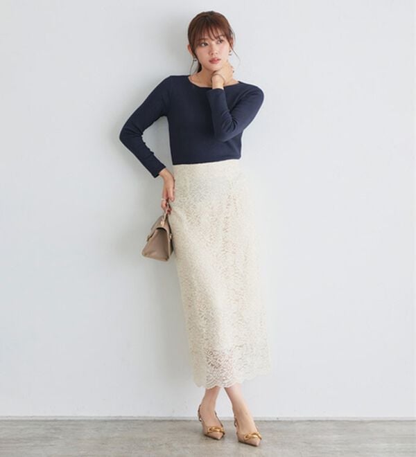 Pierrot（ピエロ）の「【ネックが選べる】テレコリブカットソー（カットソー）」｜詳細画像