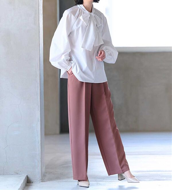 RANAN（ラナン）の「【選べる２丈】機能付！美脚シルエットセンタープレスワイドパンツ（フルレングスパンツ）」｜詳細画像