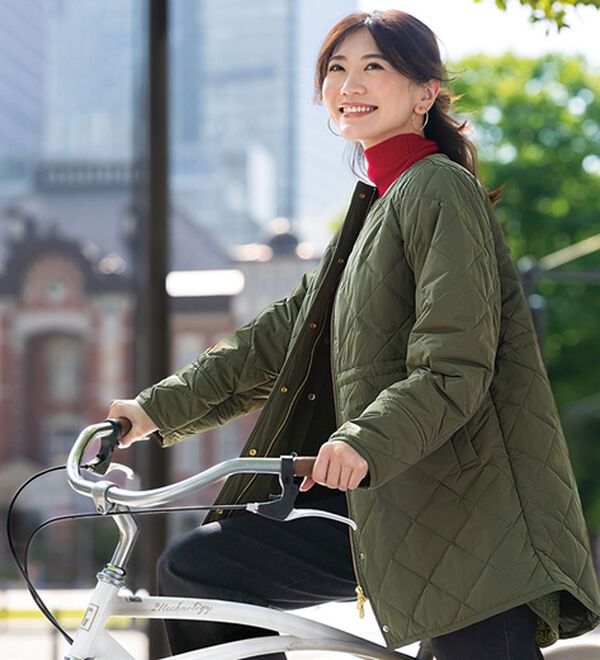 BELLUNA（ベルーナ）の「中わたキルト２ＷＡＹロングコート（ロングコート）」｜カーキ