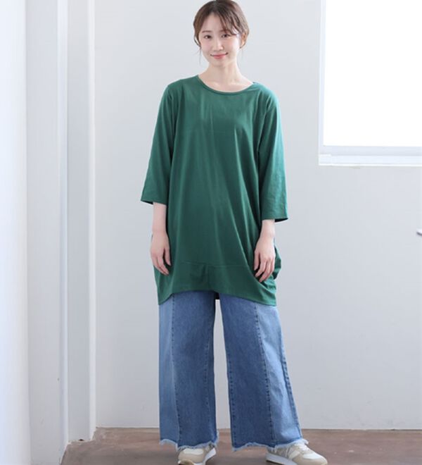 A HAPPY MARILYN（アハッピーマリリン）の「【Ｍ～８Ｌ】長袖・七分袖・半袖 コクーン シルエット チュニック（チュニック）」｜詳細画像