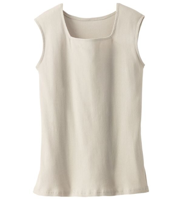 BELLUNA（ベルーナ）の「綿１００％抗菌防臭機能付リブタンクトップ（タンクトップ・キャミソール）」｜ライトグレー