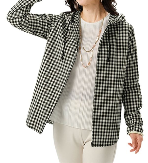 ルフラン（ルフラン）の「ギンガムチェック日よけパーカー（パーカー）」｜詳細画像