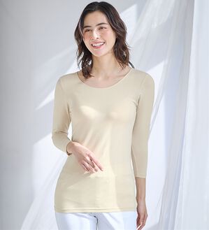 LAVIENNE（ラヴィエンヌ）の「【とろけるような肌ざわり】テンセル（ＴＭ）繊維コットン混７分袖インナー（肌着・インナーウェア）」｜シルクベージュ
