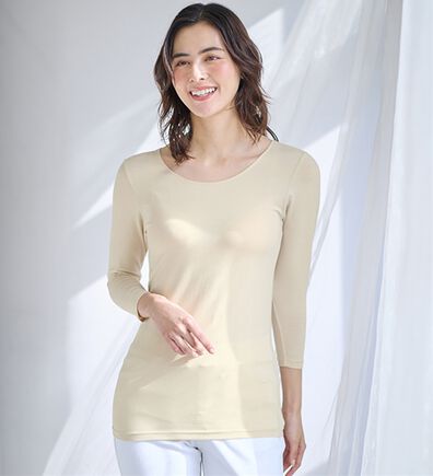 LAVIENNE（ラヴィエンヌ）の「【とろけるような肌ざわり】テンセル（ＴＭ）繊維コットン混７分袖インナー（肌着・インナーウェア）」