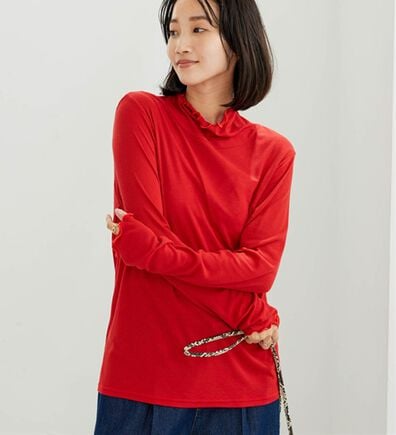 BELLUNA（ベルーナ）の「シアーリブ素材メロー使いプルオーバー（カットソー）」