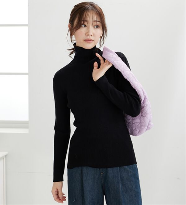 BELLUNA（ベルーナ）の「【安心感あるプチプラニット】リブニットタートルネックプルオーバー（ニット・セーター）」｜詳細画像