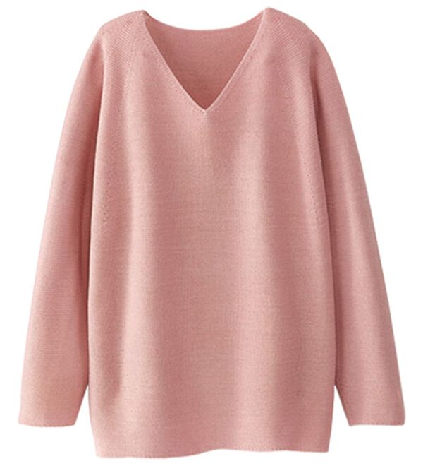 BELLUNA（ベルーナ）の「＜日本製＞ホールガーメントＶネックプルオーバー（ニット・セーター）」｜ピンク