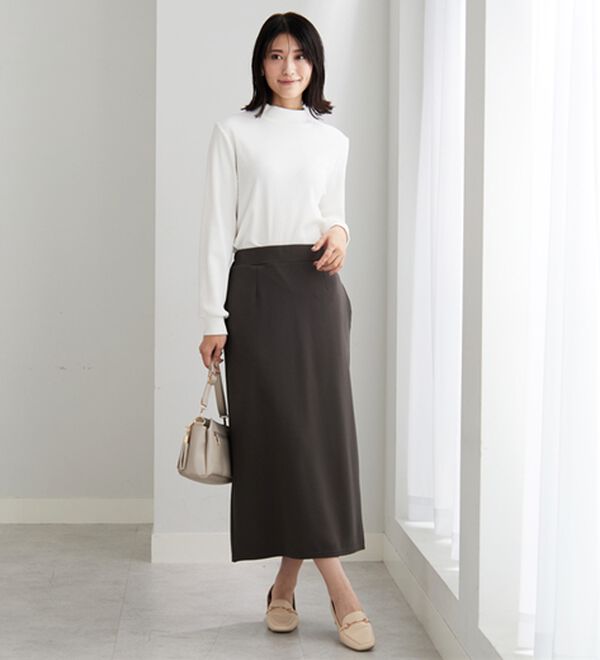 BELLUNA（ベルーナ）の「裏起毛素材ふくれジャカードナロースカート（ロングスカート）」｜詳細画像