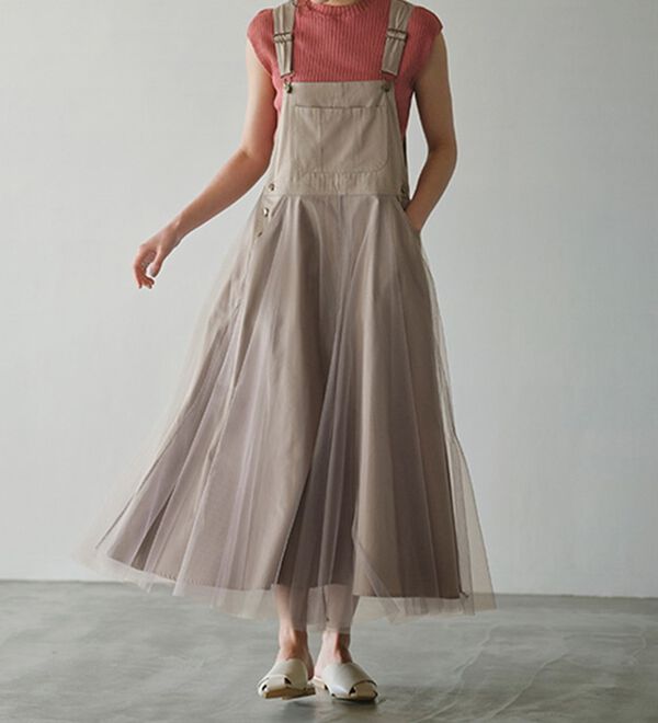 チュール使いサロペットジャンパースカート - ベルーナ【公式】 