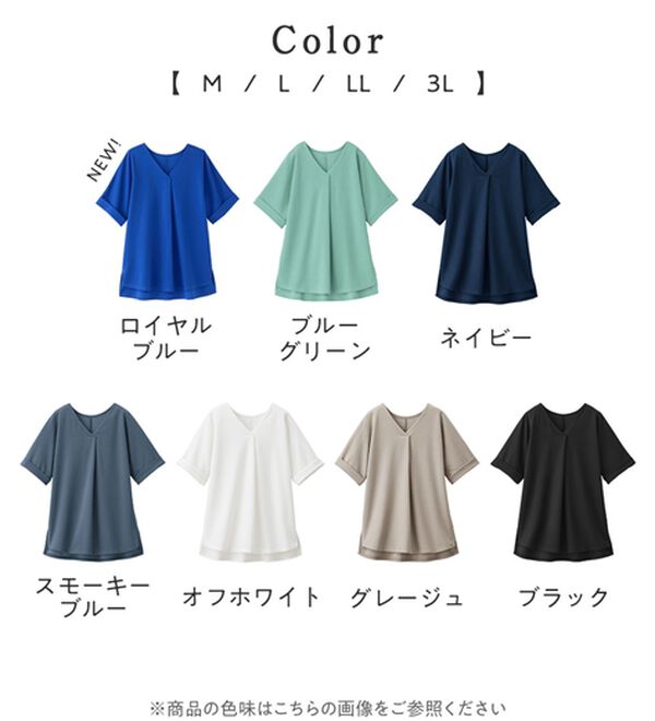 Viola e Viola（ヴィオラ エ ヴィオラ）の「【４つの機能付】ひんやり！すっきりＶネックＴシャツブラウス（カットソー）」｜詳細画像