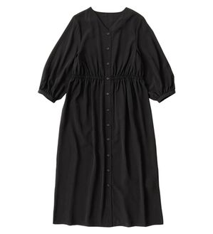 Viola e Viola（ヴィオラ エ ヴィオラ）の「前ボタンＶネックシャツワンピース（シャツワンピース）」｜ブラック