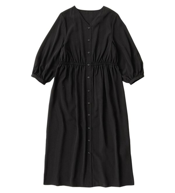 Viola e Viola（ヴィオラ エ ヴィオラ）の「前ボタンＶネックシャツワンピース（シャツワンピース）」｜ブラック