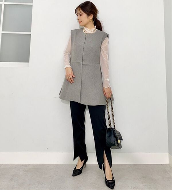 BELLUNA（ベルーナ）の「【低身長さん向け】美脚見えスリットテーパードパンツ（テーパードパンツ）」｜詳細画像