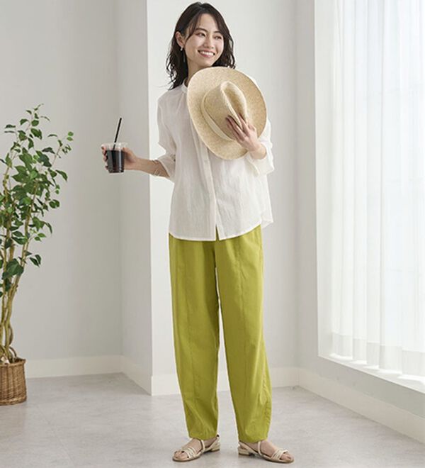 BELLUNA（ベルーナ）の「レーヨン麻入りゆったりワイドパンツ（フルレングスパンツ）」｜詳細画像