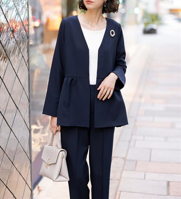 GeeRA（ジーラ）の「【2点セット】ペプラムジャケットセットアップスーツ（パンツスーツ）」｜詳細画像