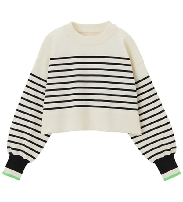 GeeRA（ジーラ）の「さらっと素材パネルボーダーショートニット（ニット・セーター）」｜詳細画像