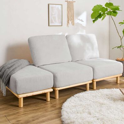 iellio（イエリオ）の「組替自在の天然木ソファＥｒｕｍ＜１人掛・２人掛・スツール＞（ソファ）」