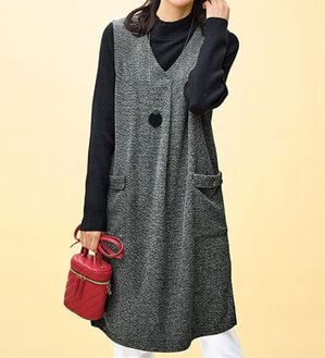 BELLUNA（ベルーナ）の「ツイード調タック使いジャンパースカート（チュニックワンピース）」｜詳細画像