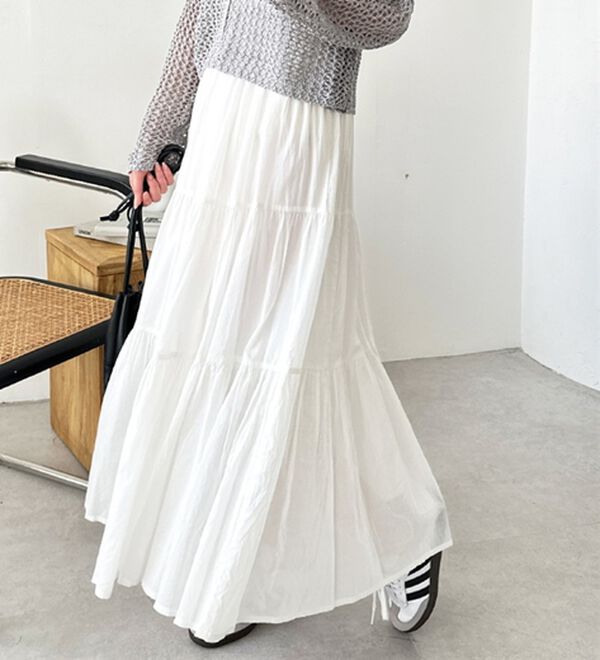 GeeRA（ジーラ）の「コットンボイルワッシャーティアードスカート（ロングスカート）」｜詳細画像