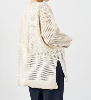 RANAN（ラナン）の「メッシュ素材透かし編みニット（ニット・セーター）」｜ライトベージュ
