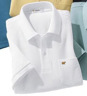 「＜ゴールデンベア＞上質国産ポロシャツ（メンズシャツ）」｜ホワイト(7分袖)