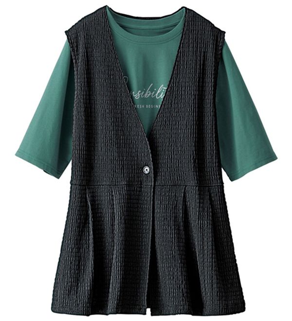 BELLUNA（ベルーナ）の「ジャカード素材ベストアンサンブル（アンサンブル）」｜詳細画像