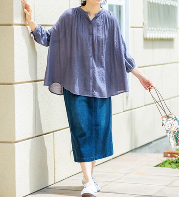 BELLUNA（ベルーナ）の「スラブ素材ギャザーデザインブラウス（ブラウス）」｜詳細画像