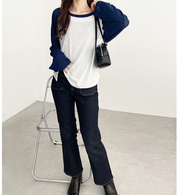 GeeRA（ジーラ）の「ラグラン切替配色スラブシアーカットソー（カットソー）」｜詳細画像