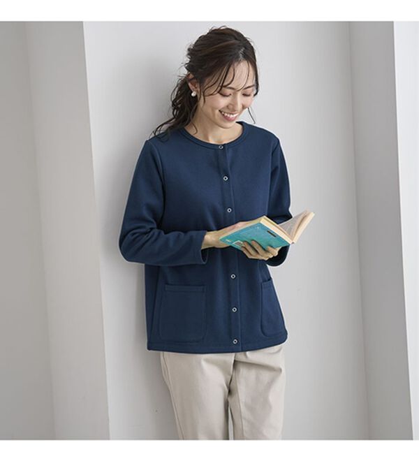 BELLUNA（ベルーナ）の「パチパチしにくい！静電気防止裏フリース配色カーディガン（その他カーディガン）」｜詳細画像